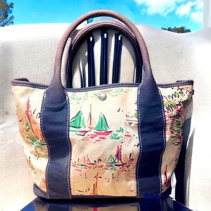 Vintage J. Crew Canvas Seaside Print Bag